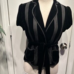 BCBGMaxAzria Black Velvet Vintage Inspired Soft Crop Jacket